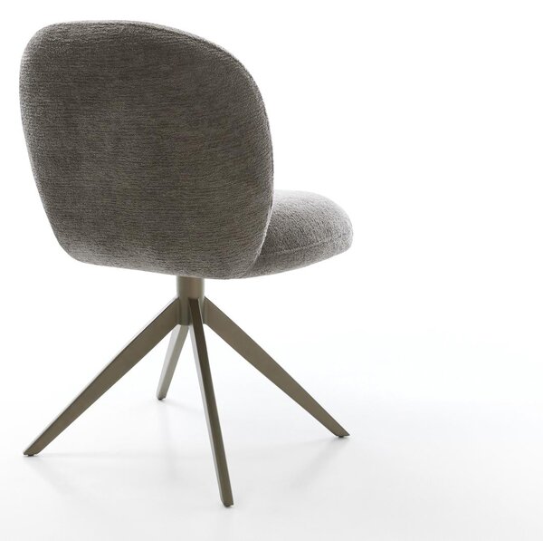 DELIFE Jídelní židle Nube-Flex bouclé měkký tmavě béžová křížová podnož široká titanová barva 360° otočný houpací funkce taštičkové pružiny