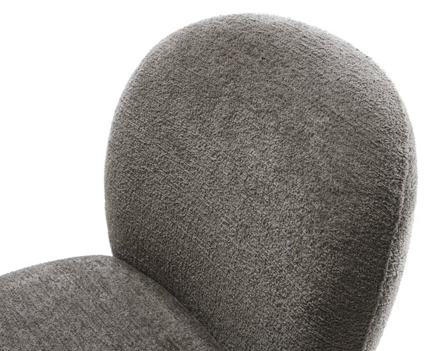 DELIFE Jídelní židle Nube-Flex bouclé měkký tmavě béžová dřevěná podnož hranatá přírodní 180° otočný taštičkové pružiny