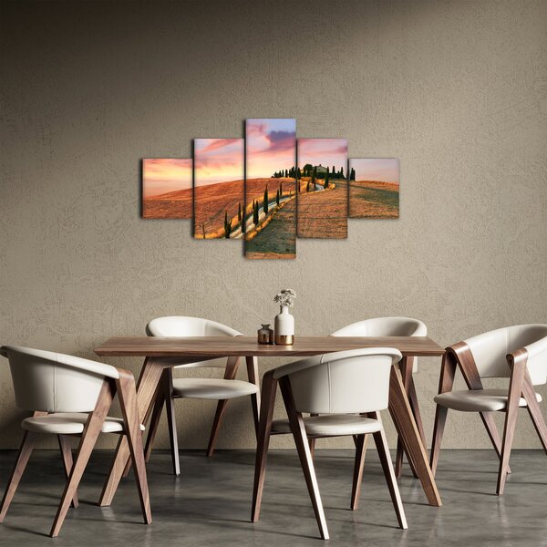 Obraz - Dům na kopci, Toskánsko, Itálie (125x70 cm)
