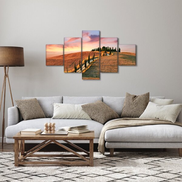 Obraz - Dům na kopci, Toskánsko, Itálie (125x70 cm)