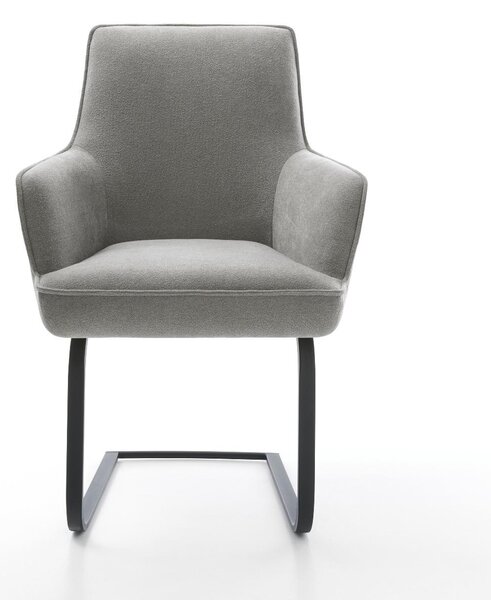 DELIFE Jídelní židle Heira-Flex s područkami strukturovaná látka Měkký šedá jídelní židle plochá černá taštičkové pružiny