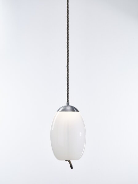 Brokis Designové LED závěsné svítidlo Knot Uovo PC1018 Barva skla: Hnědá kouřová - transparentní sklo, Povrchová úprava baldachýnu: Broušená bronz lak, Povrch reflektoru: Broušená champagne lak