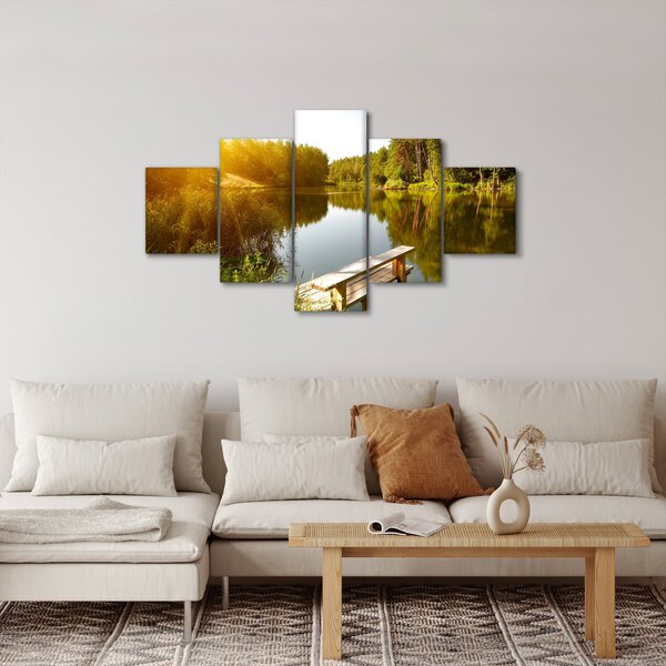Obraz - Jezero u lesa (125x70 cm)