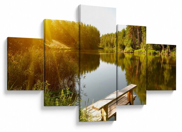 Obraz - Jezero u lesa (125x70 cm)
