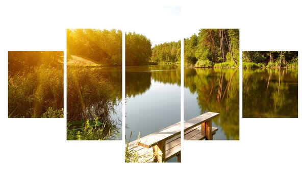Obraz - Jezero u lesa (125x70 cm)