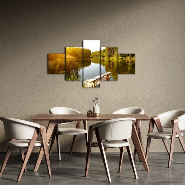 Obraz - Jezero u lesa (125x70 cm)