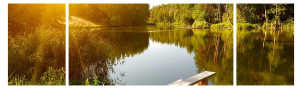 Obraz - Jezero u lesa (170x50 cm)