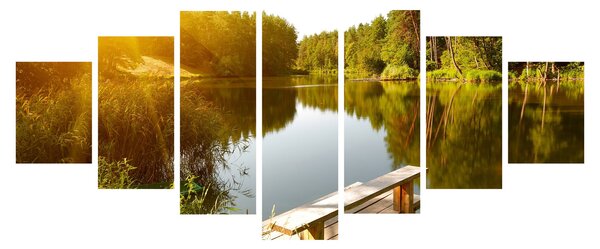 Obraz - Jezero u lesa (210x100 cm)