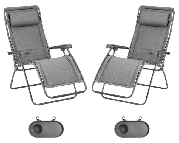 Zvýhodněná sada: 2 relaxační křesla Lafuma RSXA Clip LightComfort vel. standard šedá Ombre