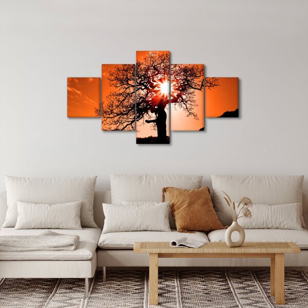Obraz - Dub při západu slunce (125x70 cm)