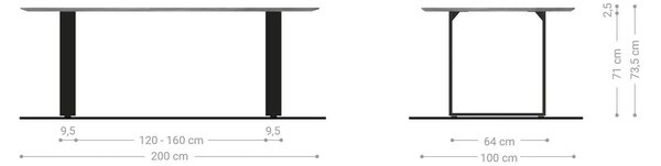 DELIFE Jídelní stůl Edge oválný 200x100 akácie přírodní nerezová ocel úzký švýcarská hrana