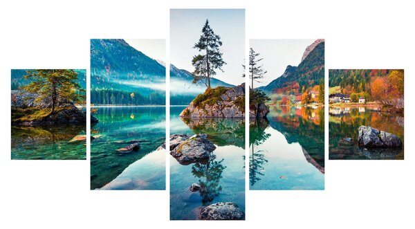 Obraz - Jezero Hintersee, Bavorské Alpy, Rakousko (125x70 cm)