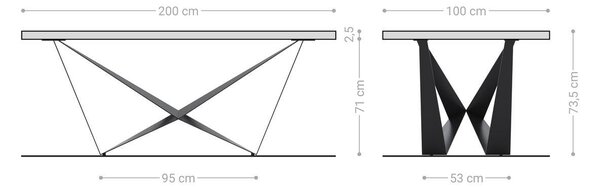 DELIFE Jídelní stůl Edge Boot 200x100 akácie přírodní Spider plochá ocel černá švýcarská hrana