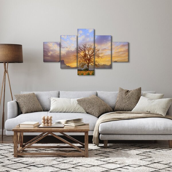 Obraz - Krajina se Slunečnicemi (125x70 cm)