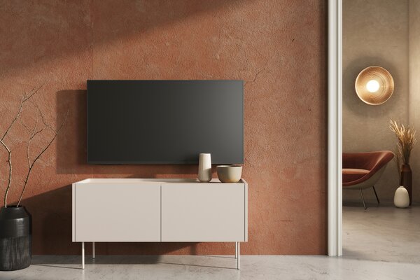 TV stolek Desin 120 cm s kovovými nohami - kašmír / dub nagano