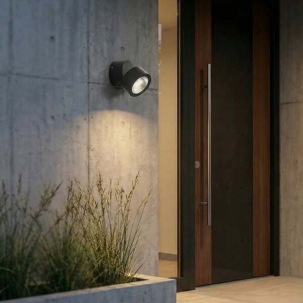 Lindby LED stropní bodové světlo Nolivar, černé, Ø 9 cm, IP54, Černá, Koupelna, Hliník, Moderní