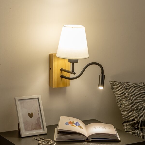 Brilagi - LED Nástěnná lampa NUBILA WOOD 1xE27/25W/230V + LED/3W dub/krémová