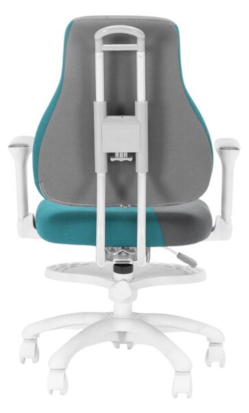 Dětská rostoucí židle Neoseat KINDER WHITE PLUS — látka, šedá / tyrkysová