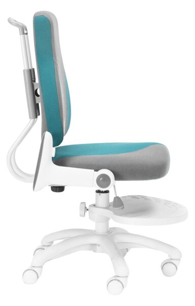 Dětská rostoucí židle Neoseat KINDER WHITE PLUS — látka, šedá / tyrkysová