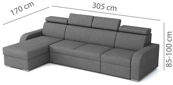 Sedací souprava OSLO L | 170x305 | rozkládací + 2x úložný prostor | VÝBĚR TKANIN