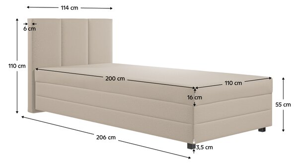 KONDELA Boxspringová postel, jednolůžko, béžová, 110x200, univerzální, ALEXA