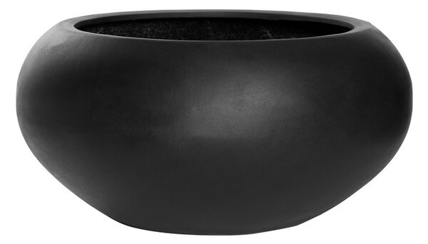 Pottery Pots Venkovní květináč kulatý Cora M, Black (barva černá), kolekce Natural, kompozit Fiberstone, průměr 70 cm x v 36,5 cm, objem cca 113 l