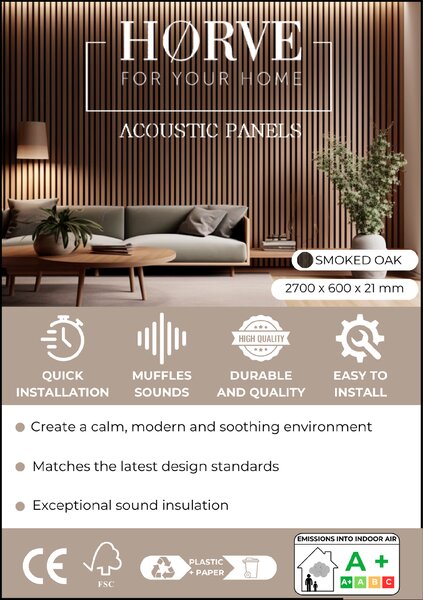 Horve Akustický panel 2700 x 605 mm - dub kouřový