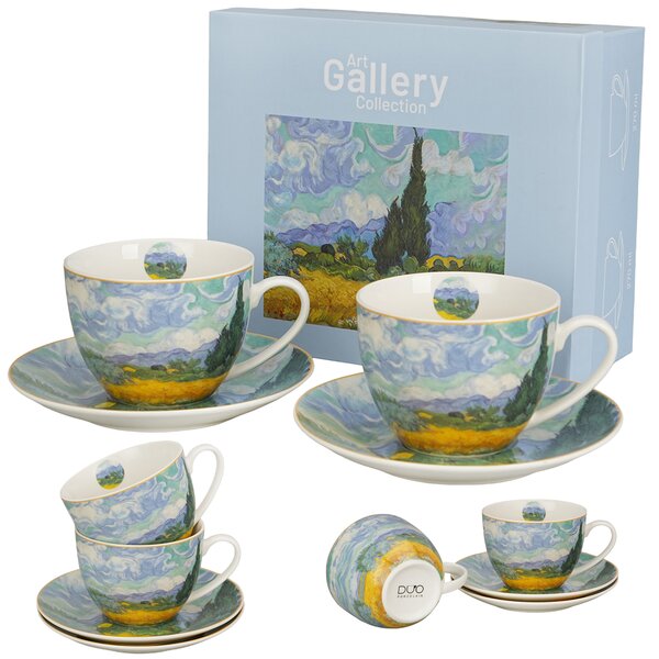 Porcelánový šálek s podšálkem Van Gogh Wheat Field 270 ml sada 2ks