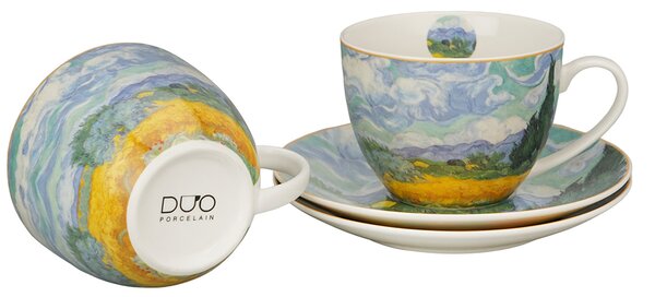 Porcelánový šálek s podšálkem Van Gogh Wheat Field 270 ml sada 2ks