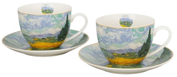 Porcelánový šálek s podšálkem Van Gogh Wheat Field 270 ml sada 2ks