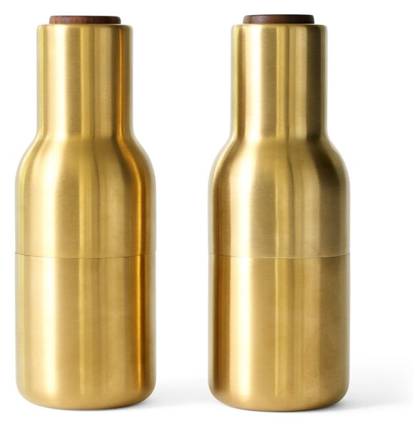 AUDO COPENHAGEN Mlýnky na sůl a pepř Bottle, Brushed Brass, Walnut, set 2ks