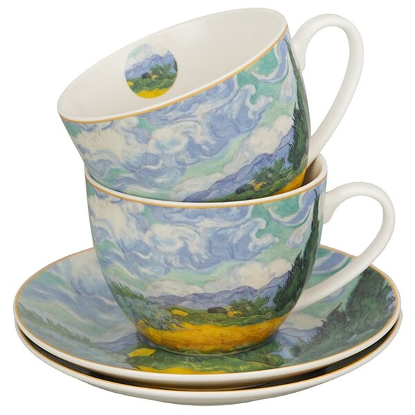 Porcelánový šálek s podšálkem Van Gogh Wheat Field 270 ml sada 2ks