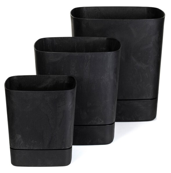 PLASTOVÝ KVĚTINÁČ CUBI 19X21 CM IMITACE BETONU ČERNÁ