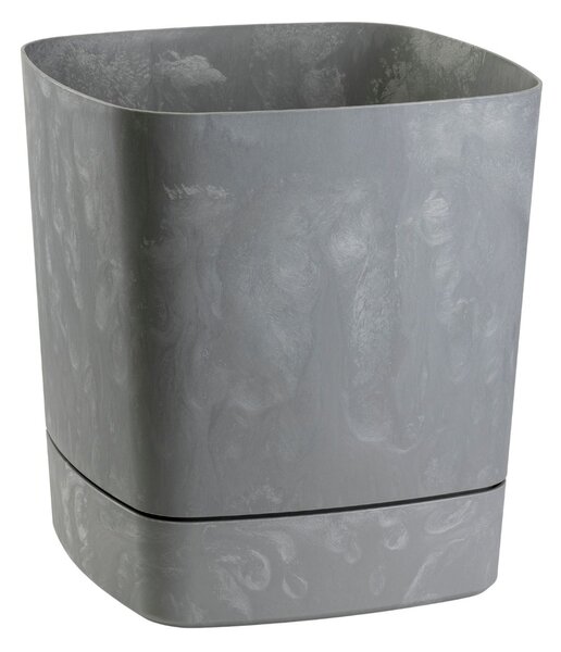 PLASTOVÝ KVĚTINÁČ CUBI 25X27,5 CM IMITACE BETONU ŠEDÁ