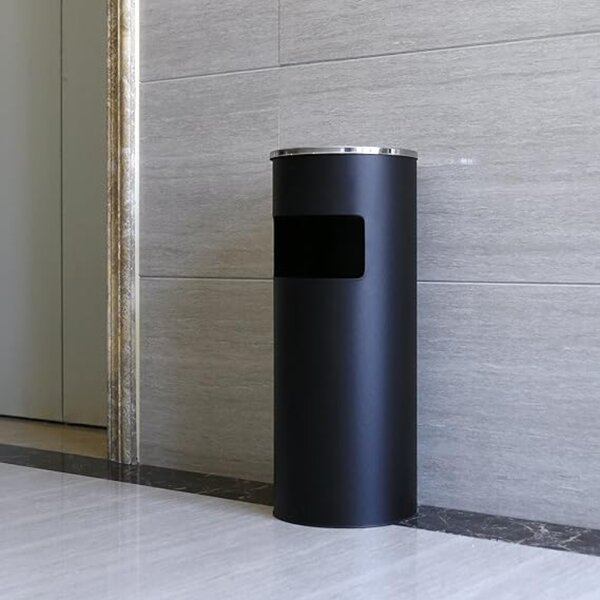 Stojanový popelník s odpadkovým košem SMOKE, 60,5x24,5cm, černá SongmicsHome