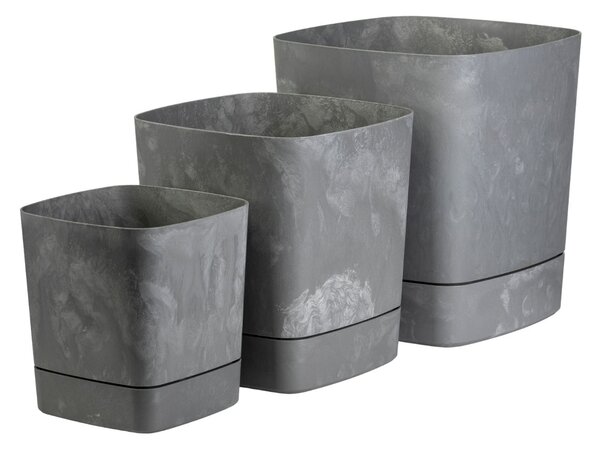 PLASTOVÝ KVĚTINÁČ CUBI 19X21 CM IMITACE BETONU ŠEDÁ