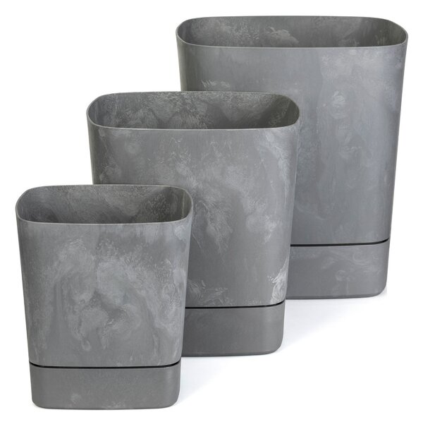 PLASTOVÝ KVĚTINÁČ CUBI 19X21 CM IMITACE BETONU ŠEDÁ