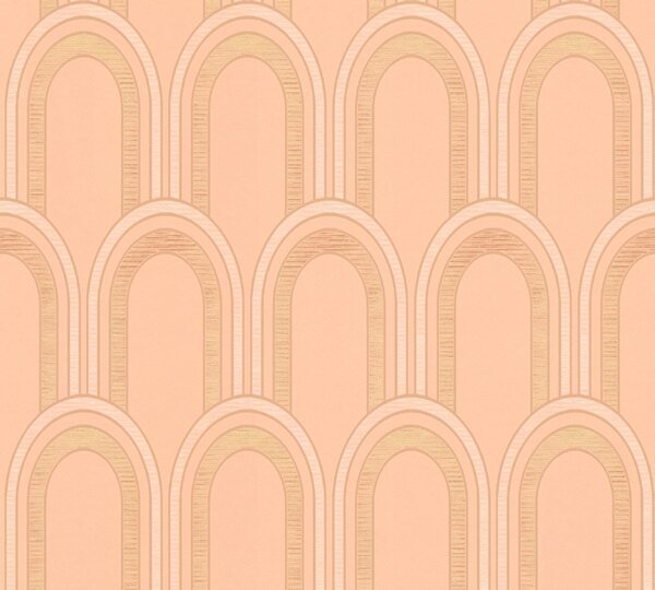 A.S. Création | Vliesová tapeta na zeď AP Arcade 39176-1 | 0,53 x 10,05 m | zlatá, béžová, oranžová, meruňková
