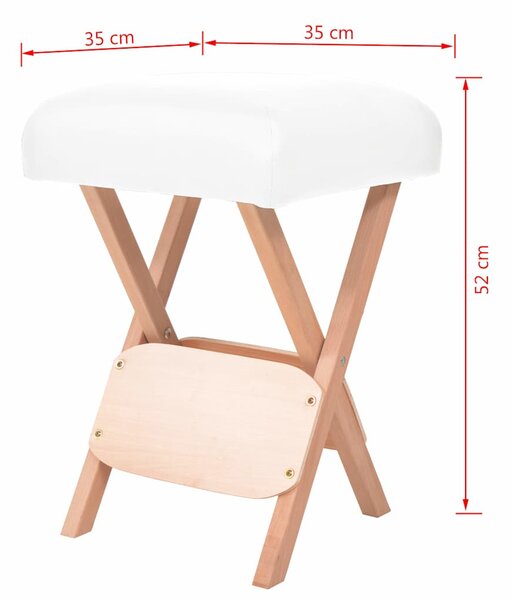 Skládací masážní stolička s 12 cm silným sedákem bílá 110148