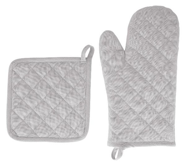 Livarno® Sada chňapky a podložky pod hrnec / Sada chňapky, 2dílná (šedá) (100409376003)