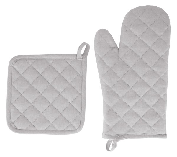 Livarno® Sada chňapky a podložky pod hrnec / Sada chňapky, 2dílná (šedá) (100409376003)
