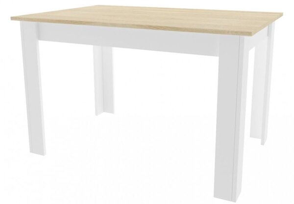 Bílý jídelní stůl s deskou v dekoru dub sonoma MADO 120x80