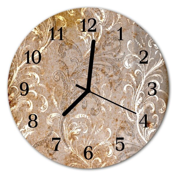 Skleněné hodiny kulaté Květinový vzor fi 30 cm