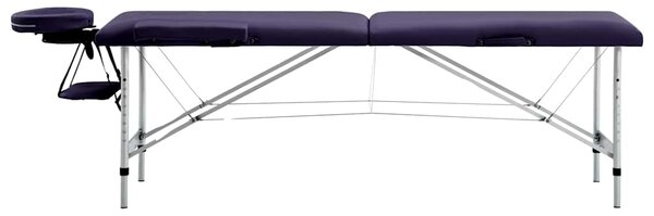 Skládací masážní stůl 2 zóny hliník fialový 110195