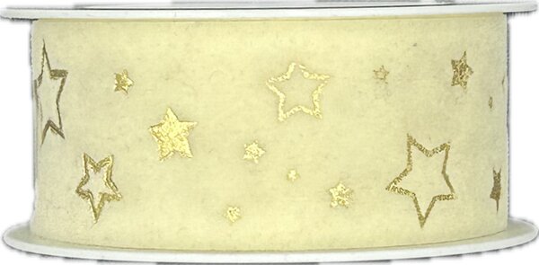 Vánoční stuha sametová VELUTTO STARS smetanová 25mm x 2m(9,-Kč/m)
