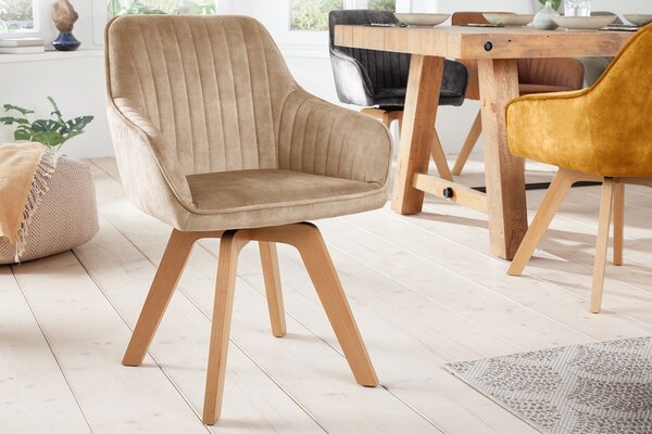 Designová otočná židle Gaura šampaňský samet