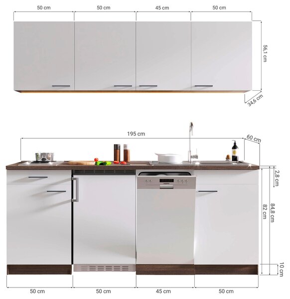 KUCHYŇSKÝ BLOK 195 cm Respekta - Online Only kuchyňské linky, Online Only