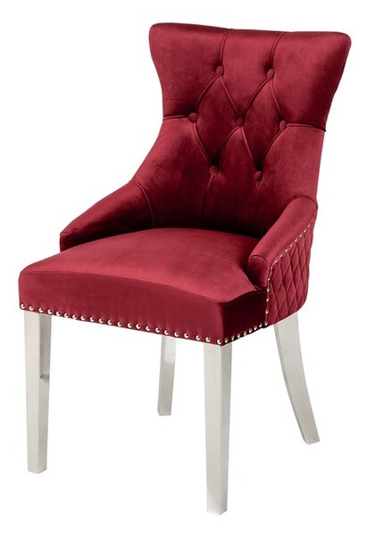 Designová židle Queen Lví hlava samet červená