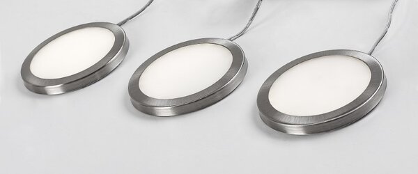 RABALUX 78043 Socavi svítidlo pod kuchynskú linku D80mm LED 3W/100lm 4000K stříbrná, bílá, 3-set+adaptér