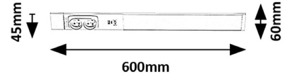 RABALUX 78042 Bilal E svítidlo pod kuchynskú linku so zásuvkou š600mm LED 18W/1750lm 4000K matná bílá
